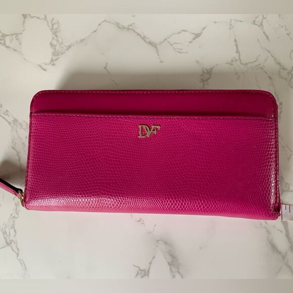 Diane Von Furstenberg Handbags - Diane Von Furstenberg Dark Pink Zip Around Wallet